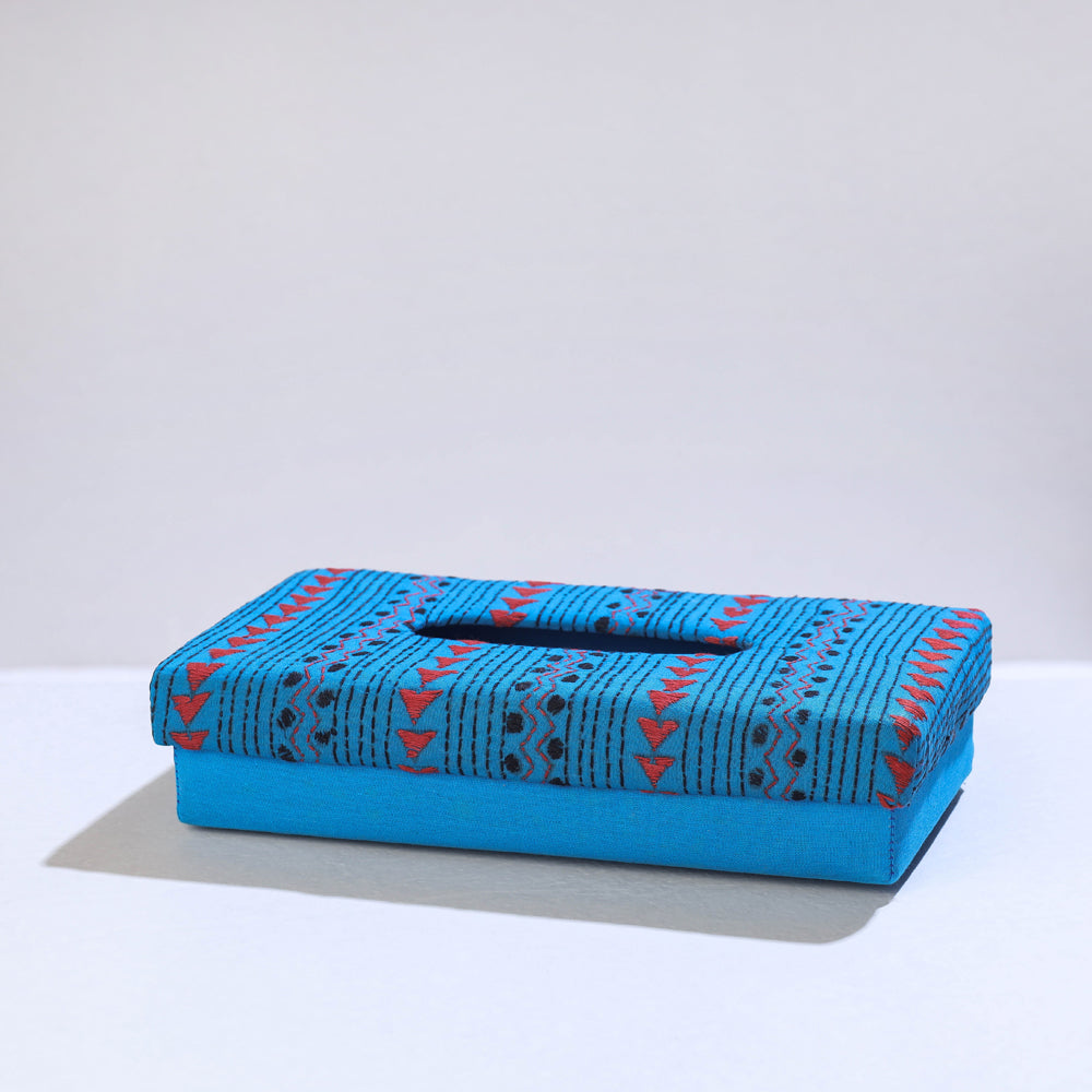  Blue Bengal Kantha Work Handcrafted Tissue Box 