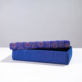  Blue Handcrafted Bengal Kantha Work Tissue Box 