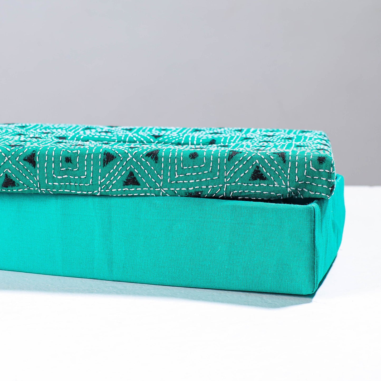  Blue Handcrafted Bengal Kantha Work Tissue Box 