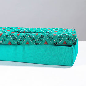  Blue Handcrafted Bengal Kantha Work Tissue Box 
