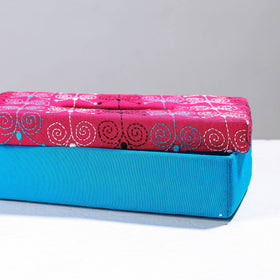  Blue Handcrafted Bengal Kantha Work Tissue Box 