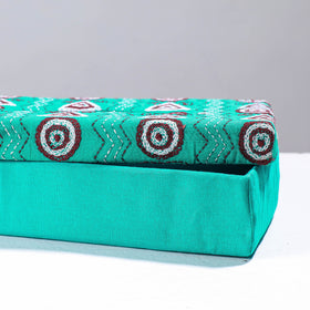  Blue Handcrafted Bengal Kantha Work Tissue Box 