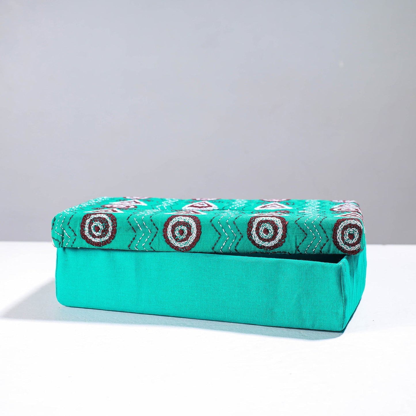  Blue Handcrafted Bengal Kantha Work Tissue Box 