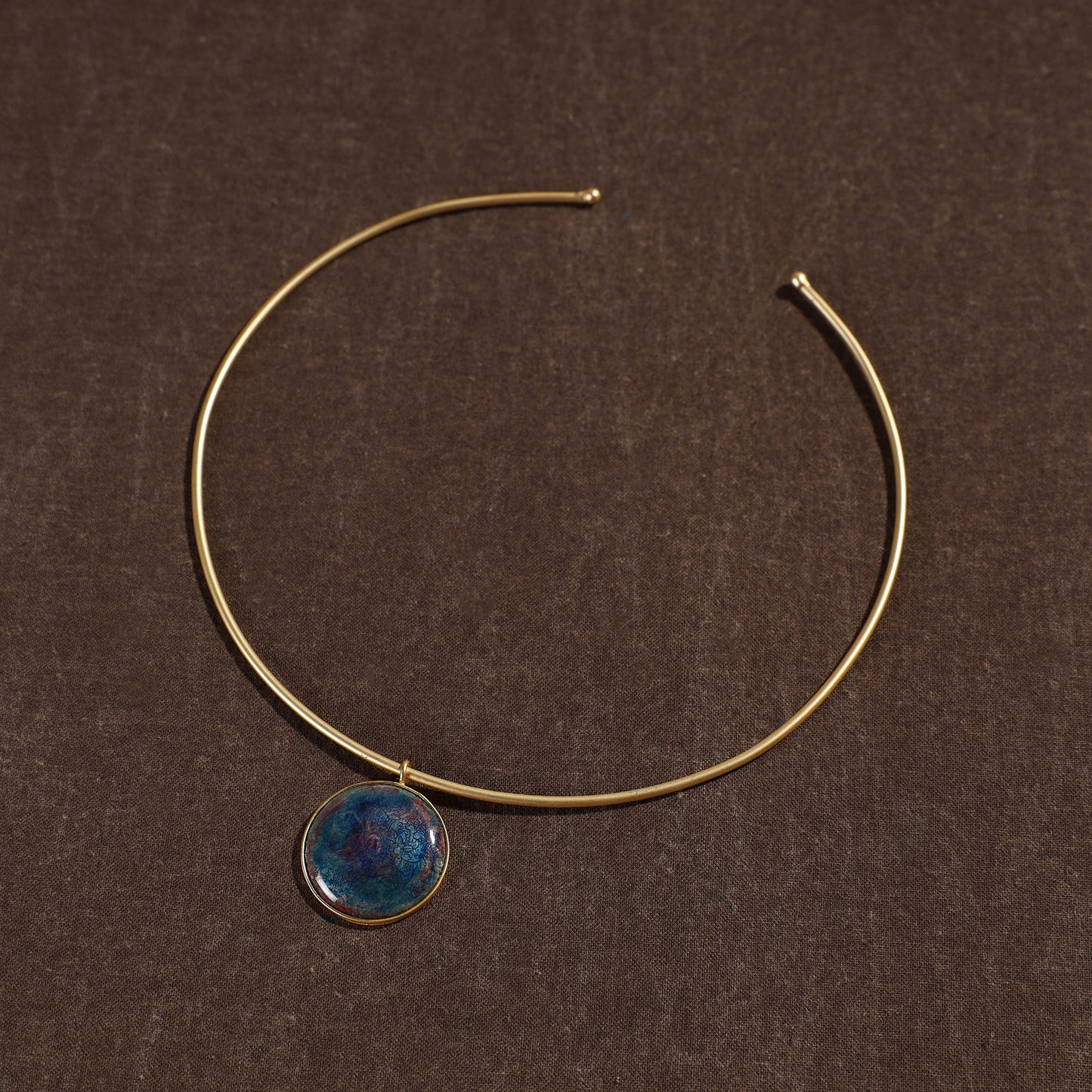  Handcrafted Brass Hasli Necklace with Meenakari Pendant 