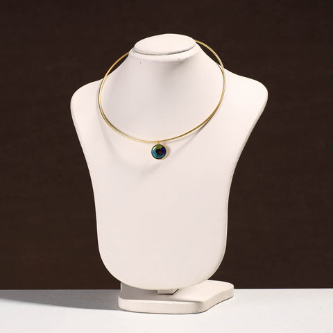  Handcrafted Brass Hasli Necklace with Meenakari Pendant 