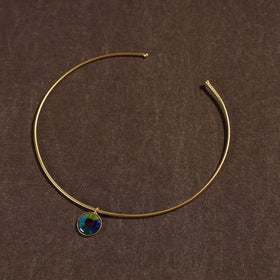  Handcrafted Brass Hasli Necklace with Meenakari Pendant 