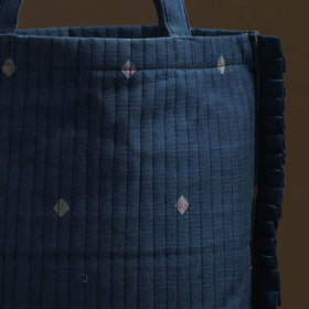 Blue - handcrafted cotton frill jhola bag 03
