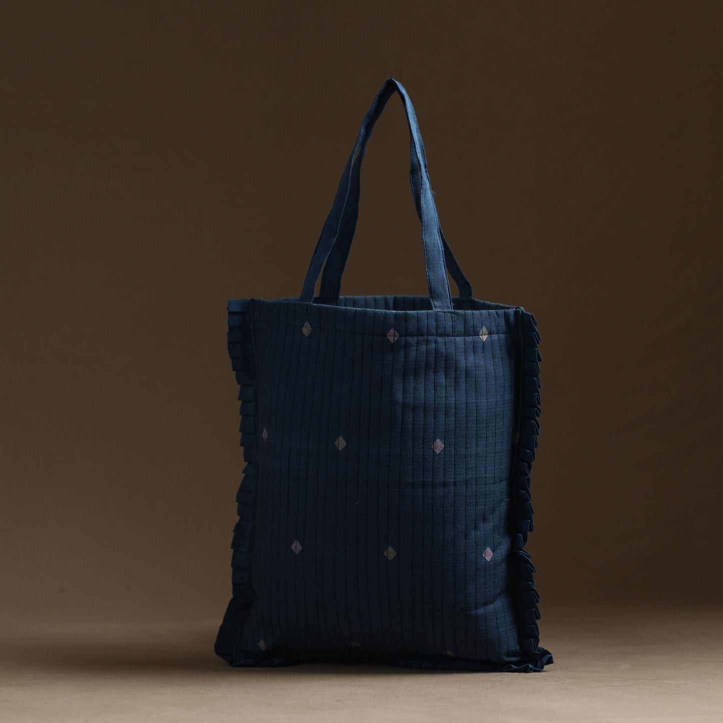 Blue - handcrafted cotton frill jhola bag 03