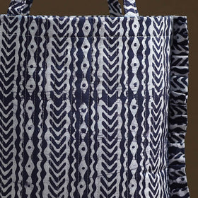 Blue - handcrafted cotton frill jhola bag 08