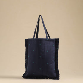 Blue - handcrafted cotton frill jhola bag 15