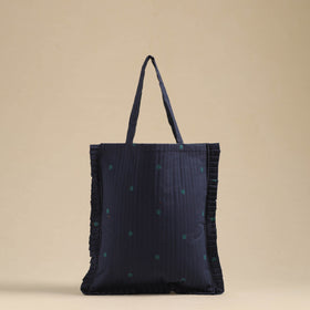 Blue - handcrafted cotton frill jhola bag 15