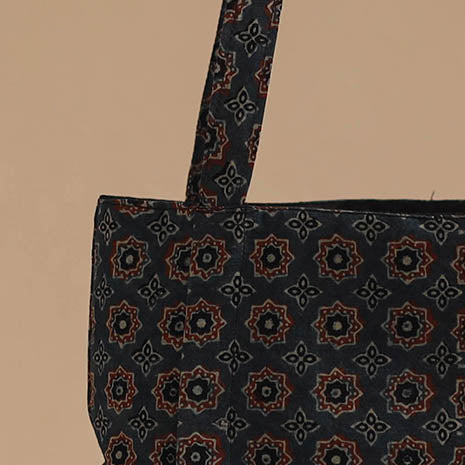 Blue - handcrafted cotton jhola bag 04