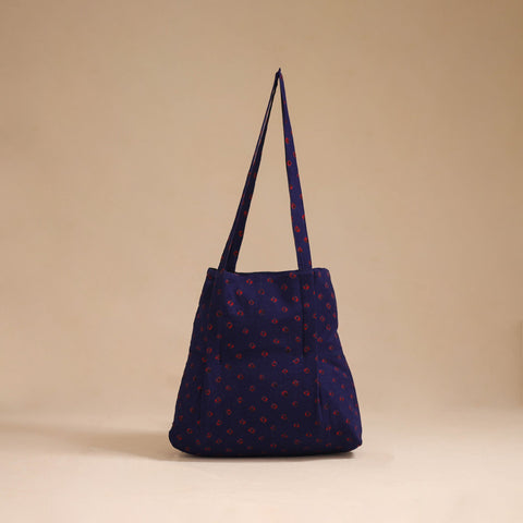 Blue - handcrafted cotton jhola bag 06
