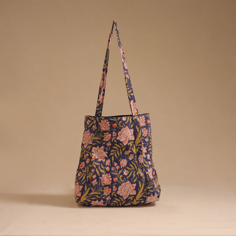 Blue - handcrafted cotton jhola bag 37