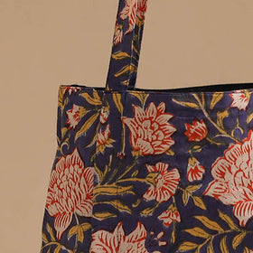 Blue - handcrafted cotton jhola bag 37