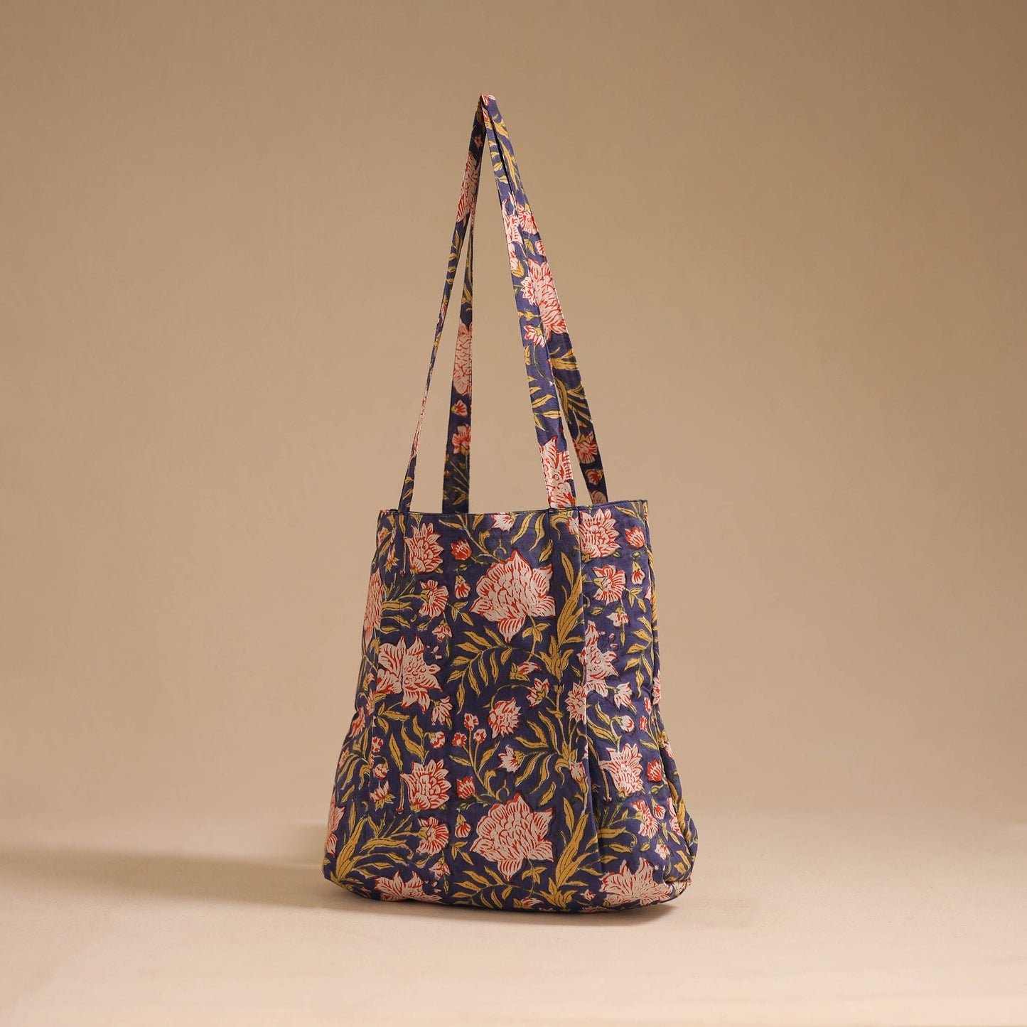 Blue - handcrafted cotton jhola bag 37