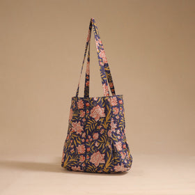 Blue - handcrafted cotton jhola bag 37