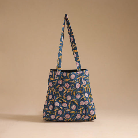 Blue - handcrafted cotton jhola bag 38