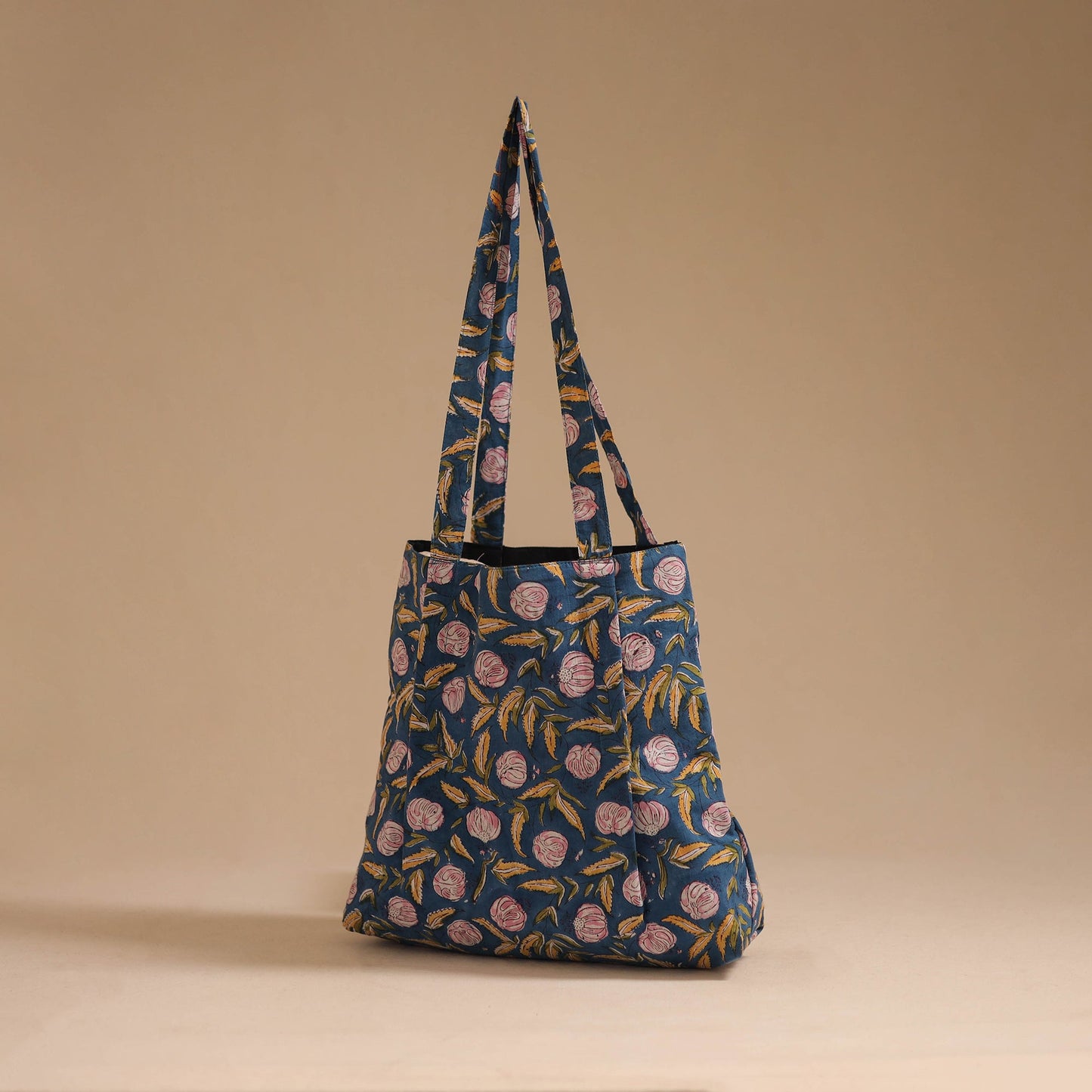 Blue - handcrafted cotton jhola bag 38
