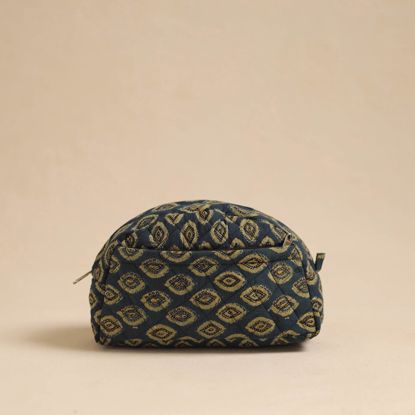  Blue Handcrafted Cotton Quilted Cosmetic Pouch 