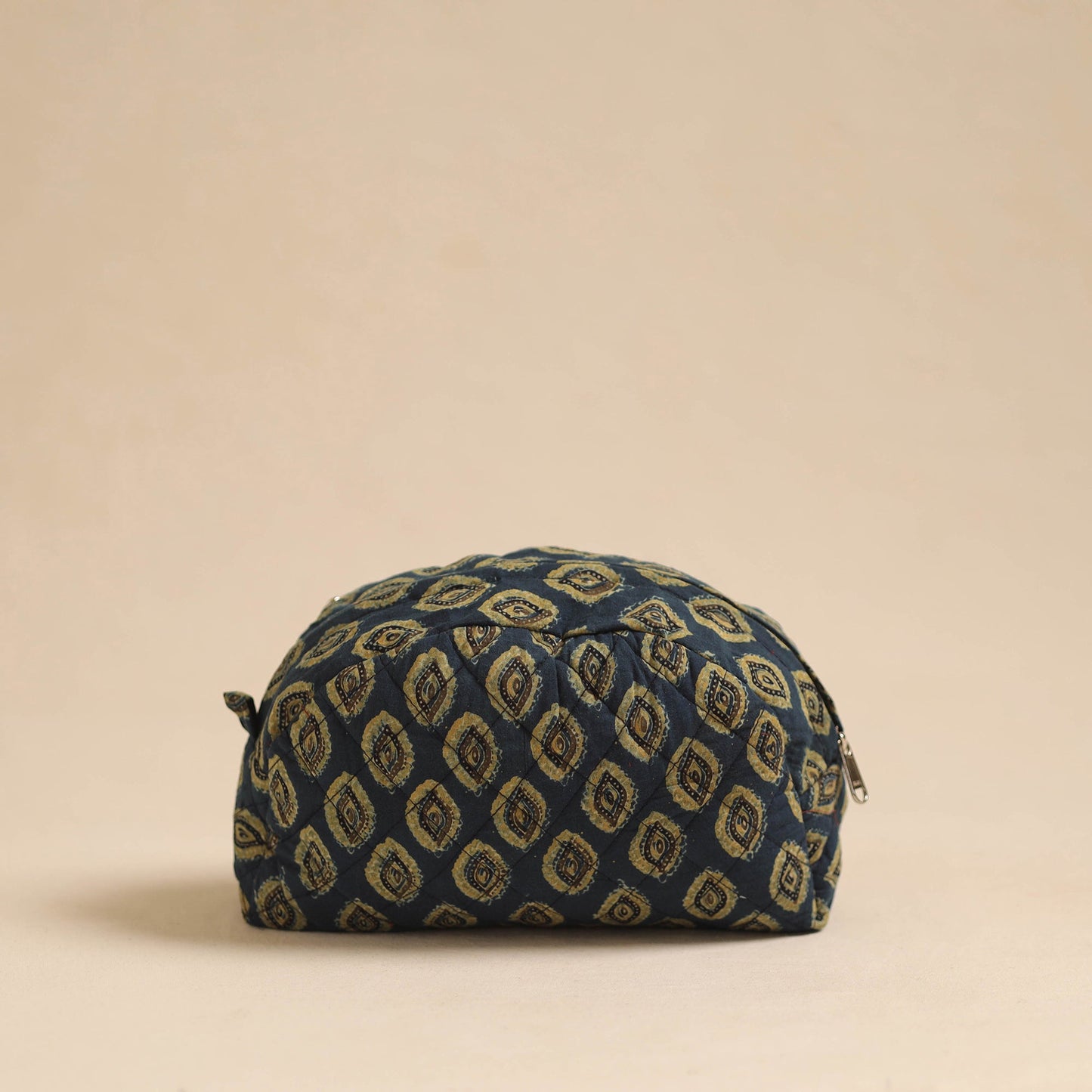  Blue Handcrafted Cotton Quilted Cosmetic Pouch 