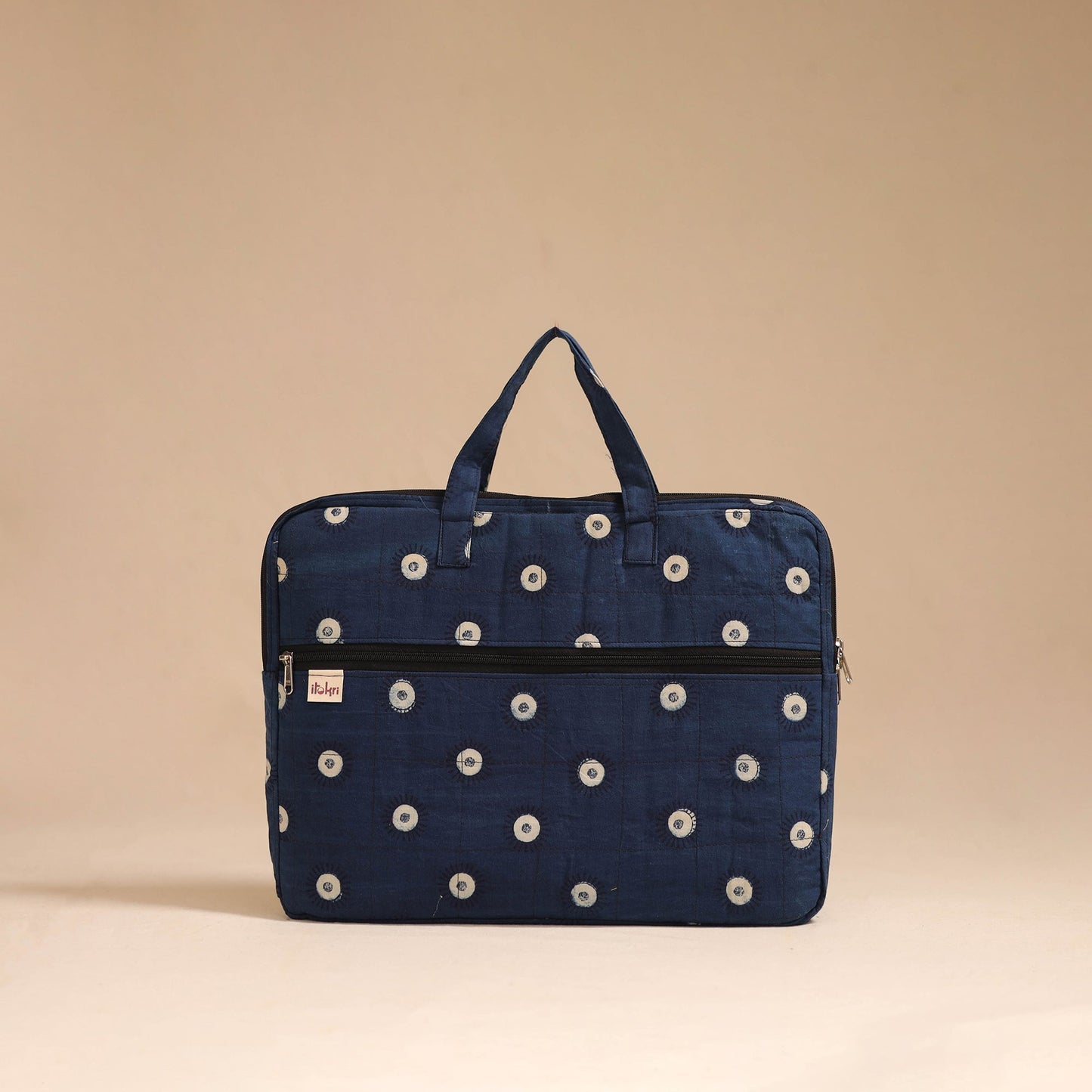 Blue - handcrafted cotton quilted laptop bag 10