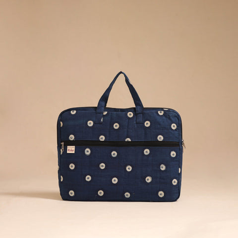 Blue - handcrafted cotton quilted laptop bag 10