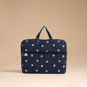 Blue - handcrafted cotton quilted laptop bag 10