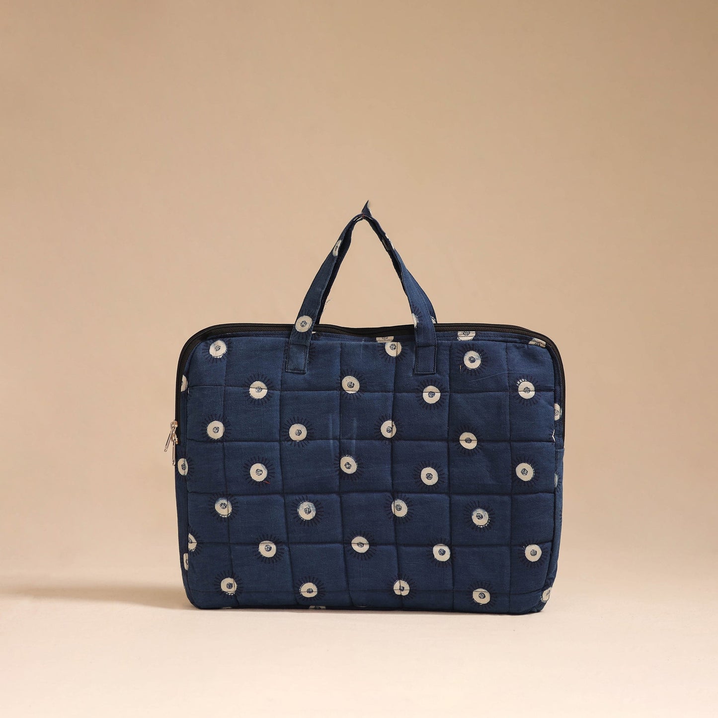 Blue - handcrafted cotton quilted laptop bag 10