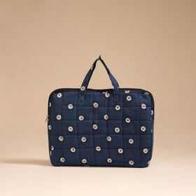 Blue - handcrafted cotton quilted laptop bag 10