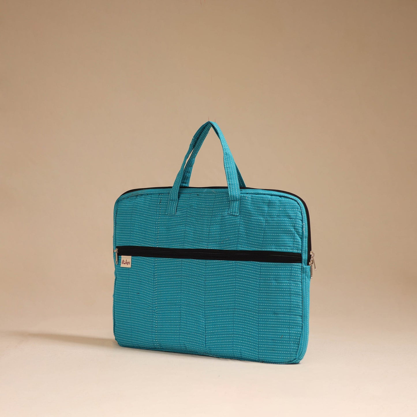 Blue - handcrafted cotton quilted laptop bag 14