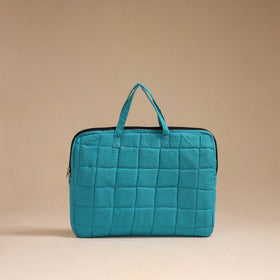 Blue - handcrafted cotton quilted laptop bag 14