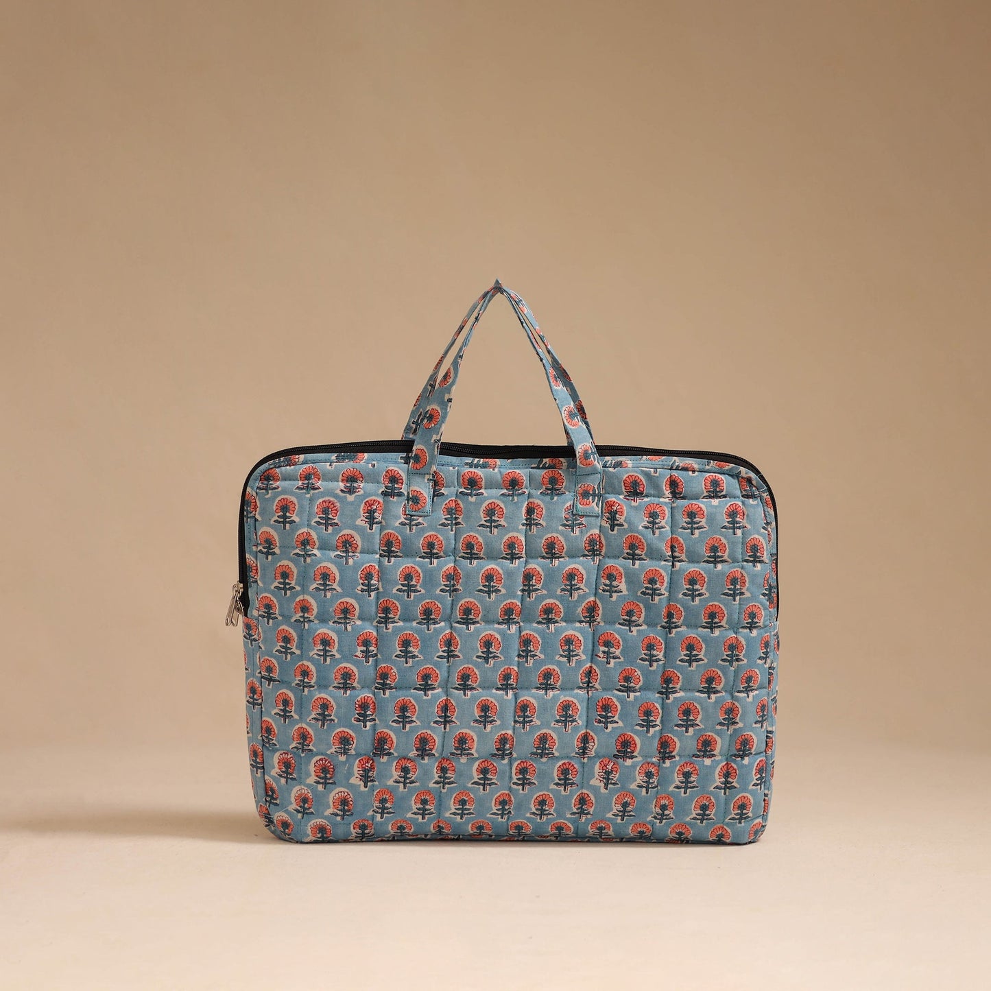 Blue - handcrafted cotton quilted laptop bag 15
