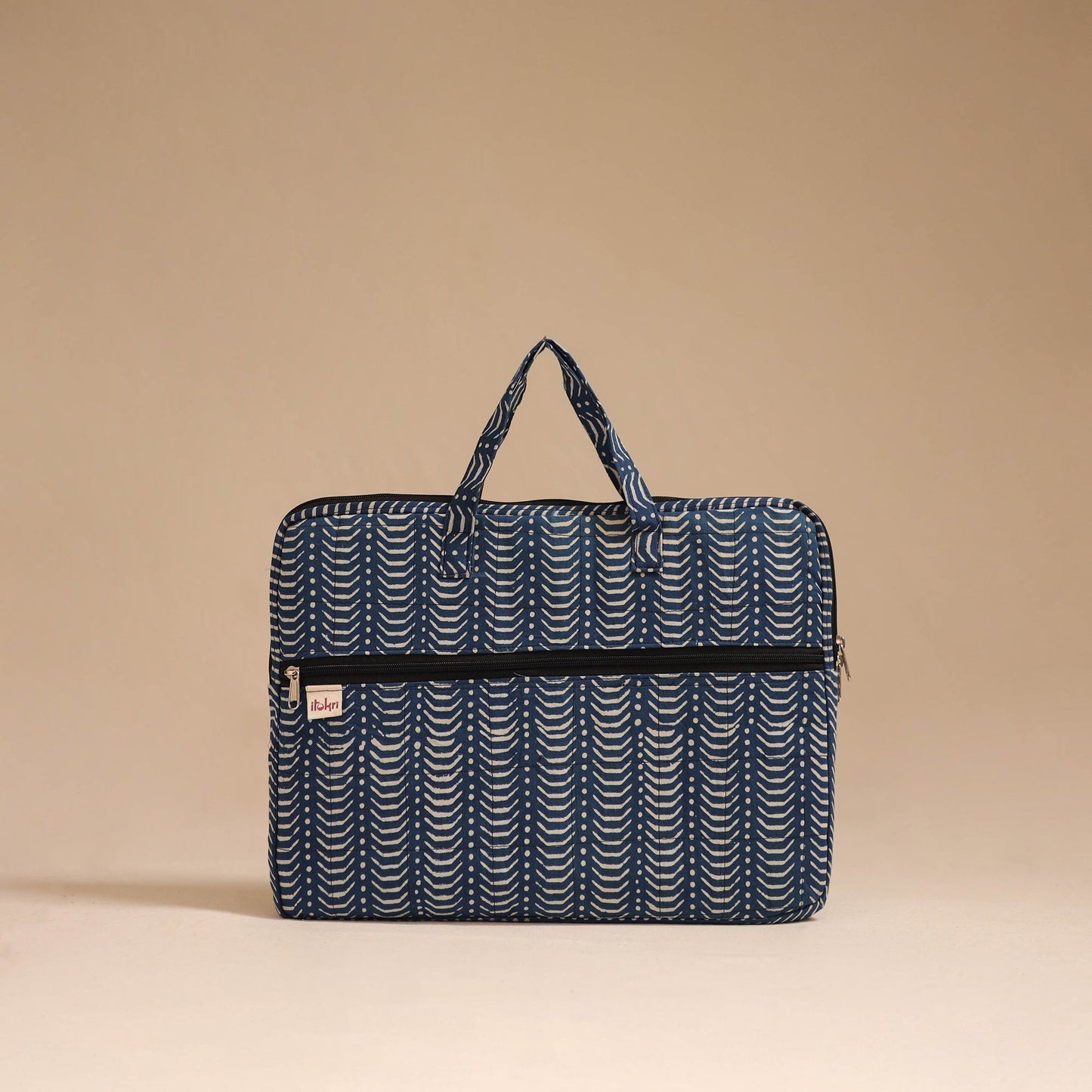 Blue - handcrafted cotton quilted laptop bag 22