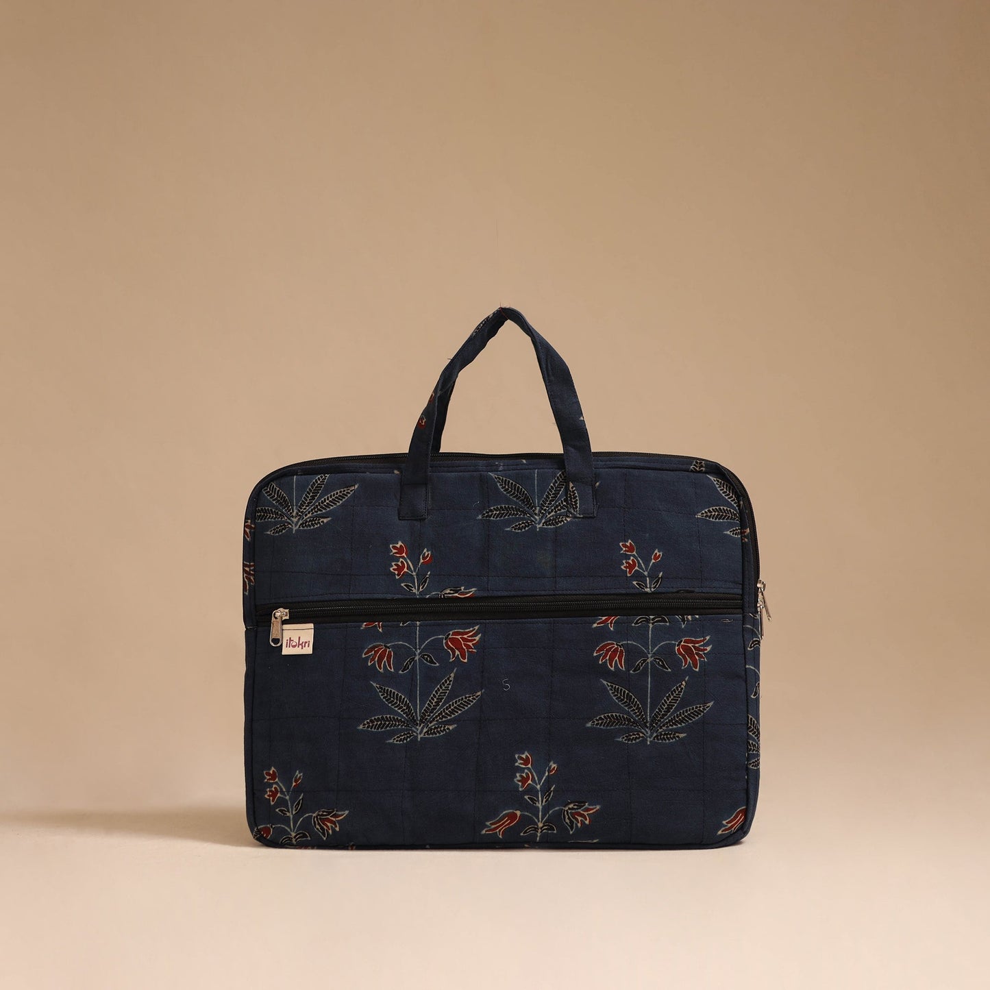 Blue - handcrafted cotton quilted laptop bag 47