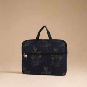 Blue - handcrafted cotton quilted laptop bag 47