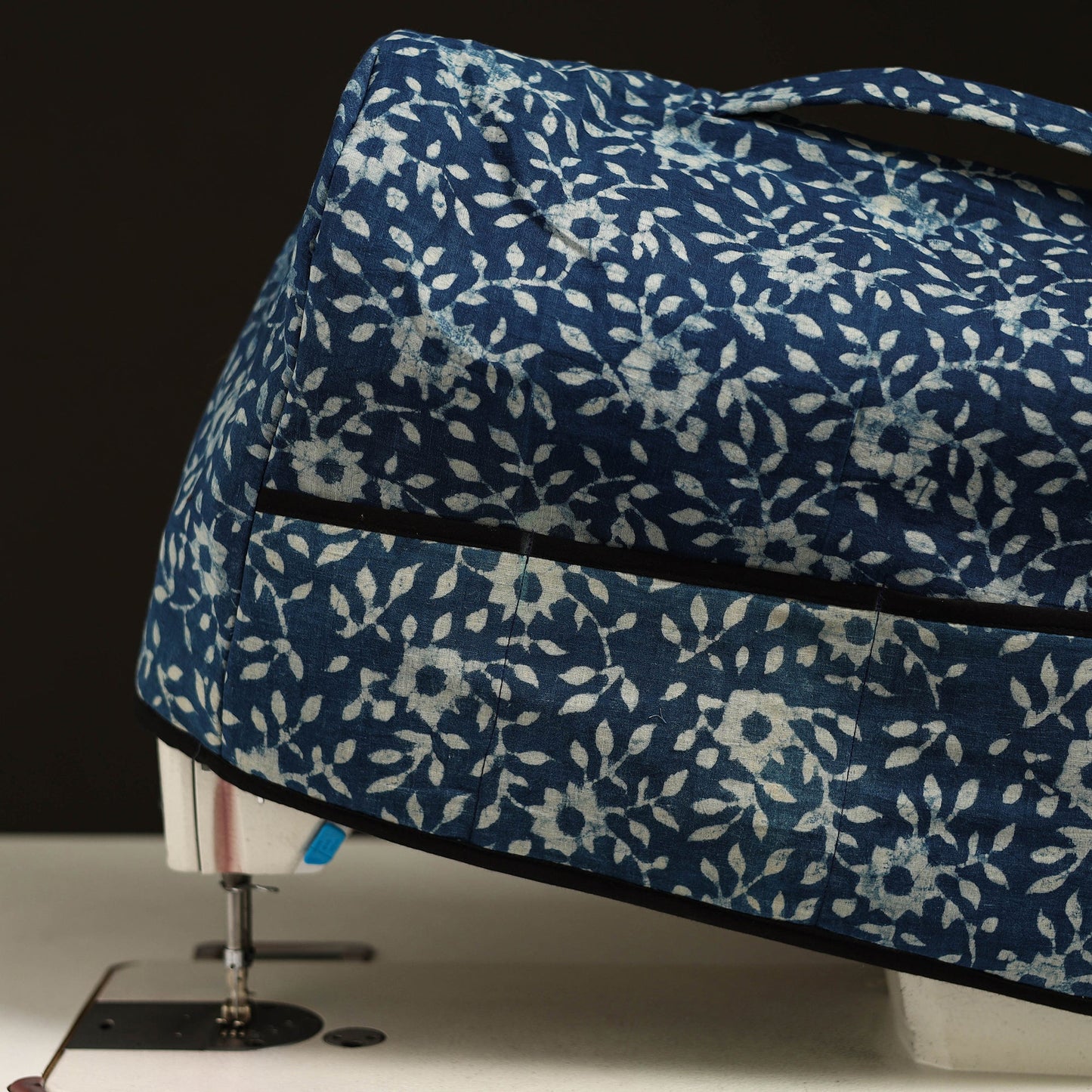 Blue Handcrafted Cotton Sewing Machine Cover 