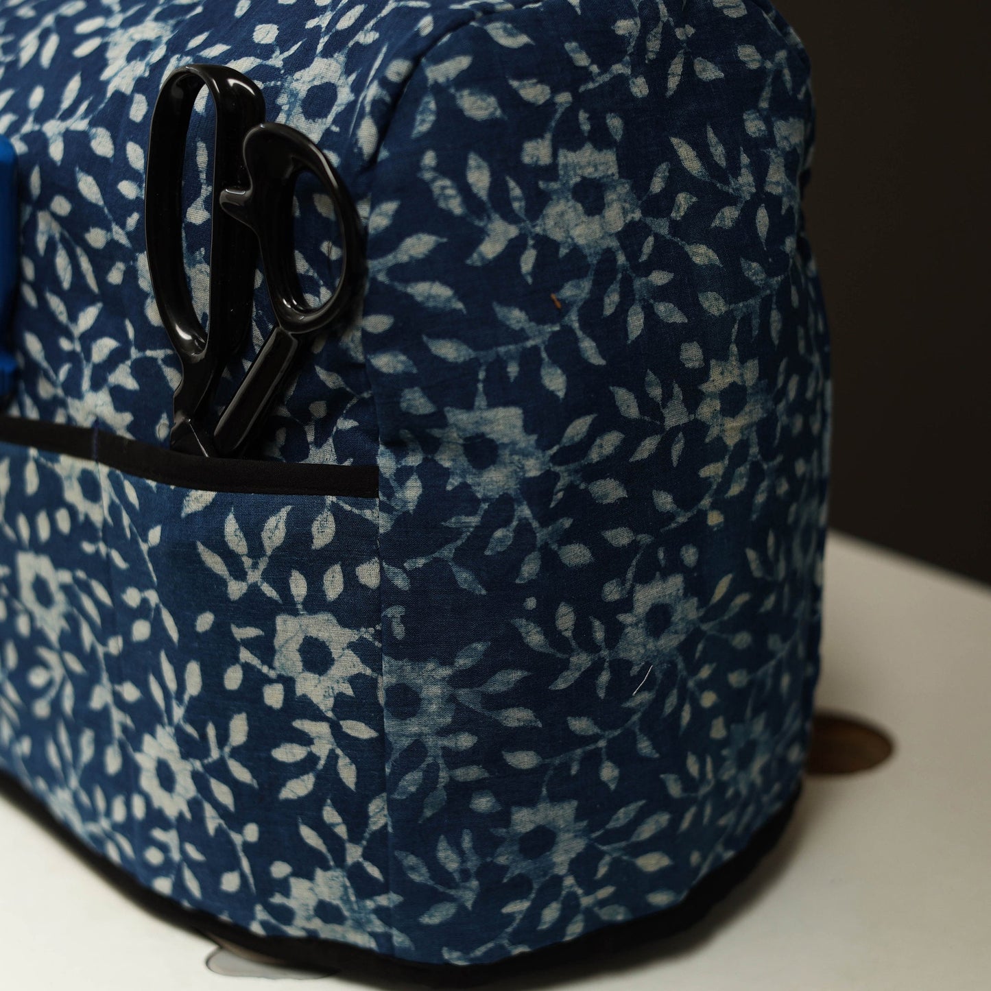 Blue Handcrafted Cotton Sewing Machine Cover 