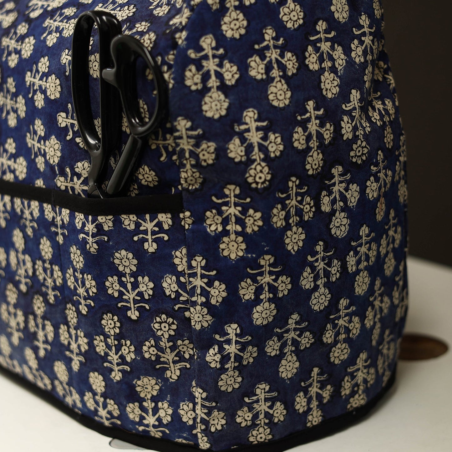 Blue Handcrafted Cotton Sewing Machine Cover 