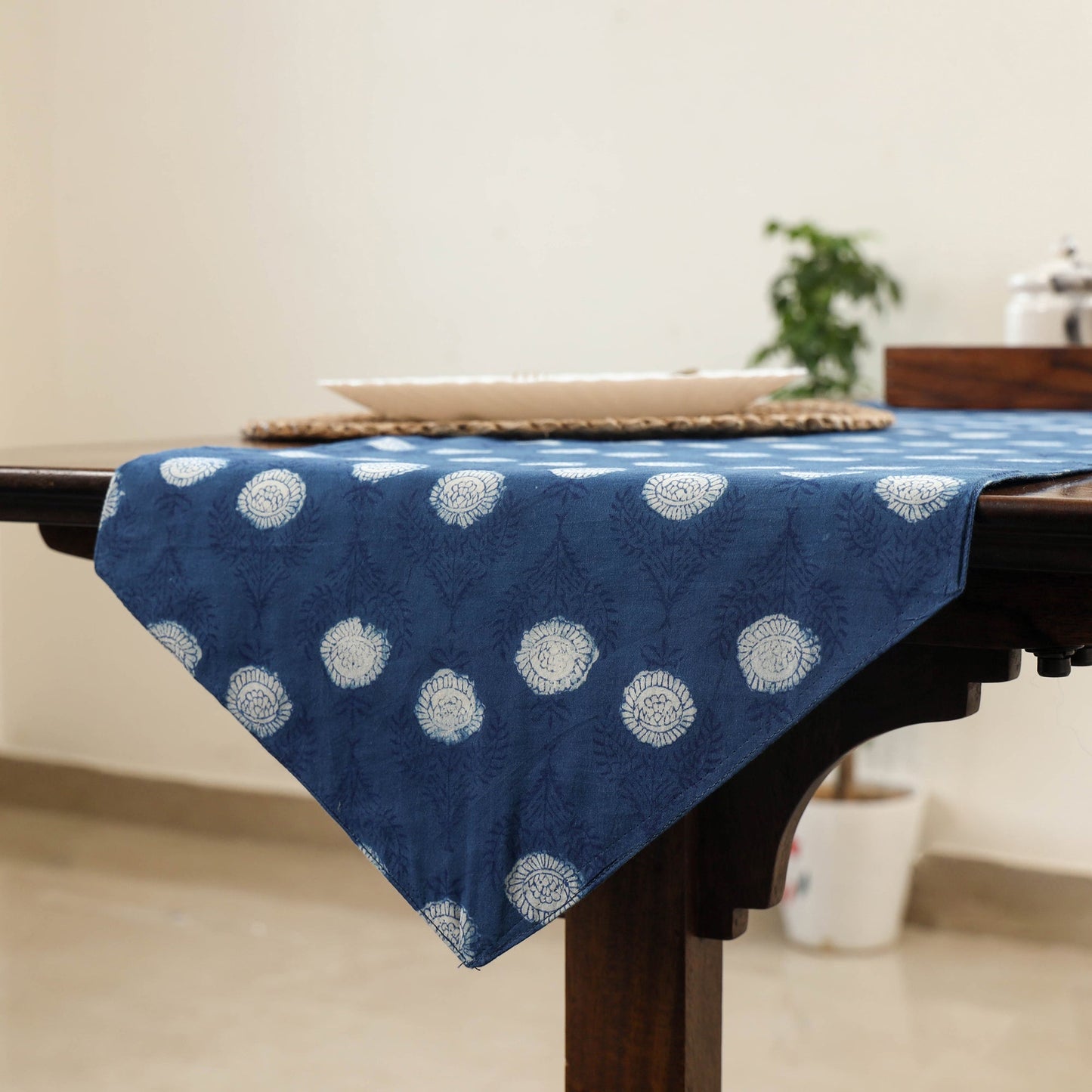 Blue Handcrafted Cotton Table Runner