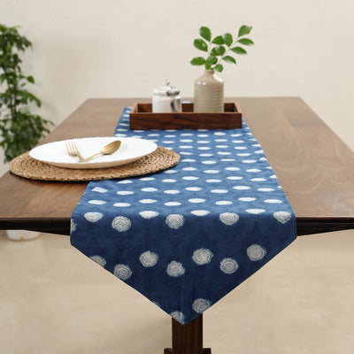 Blue Handcrafted Cotton Table Runner