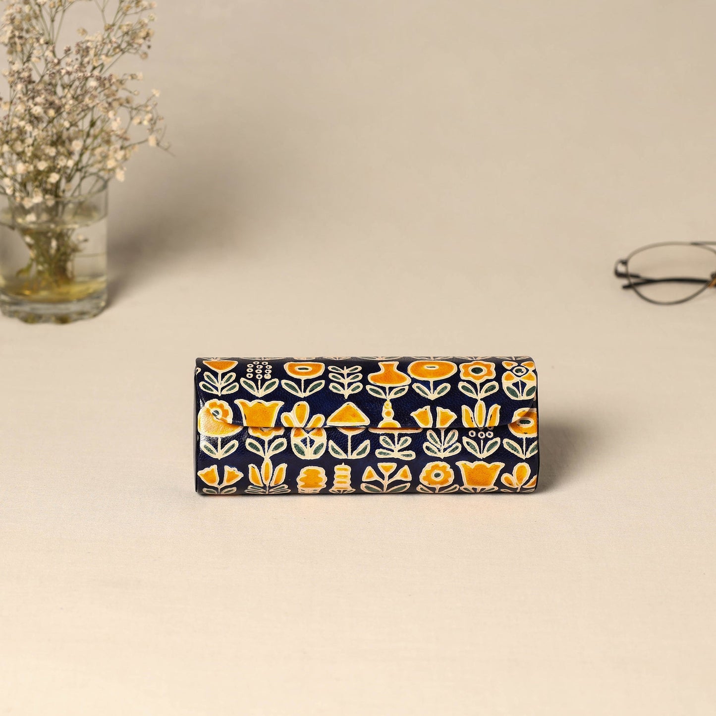 Handcrafted embossed leather spectacle case 09