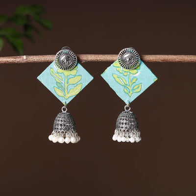 Blue - handcrafted fabart gs jhumki earrings 03