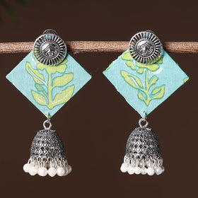 Blue - handcrafted fabart gs jhumki earrings 03