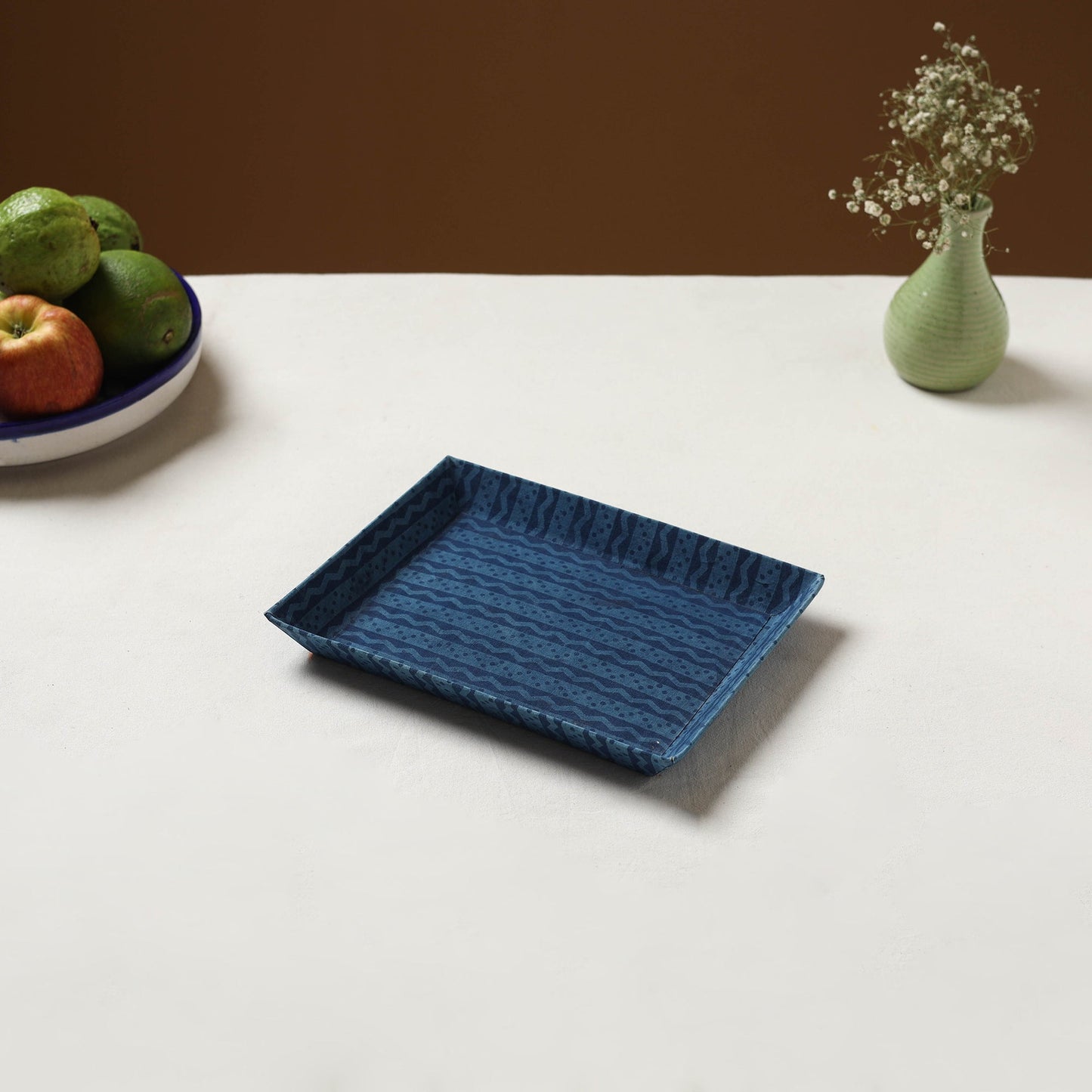 Blue - handcrafted fabric valet tray (9 x 7 in) 02