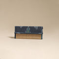 Blue - handcrafted ikat fabric jute clutch / wallet