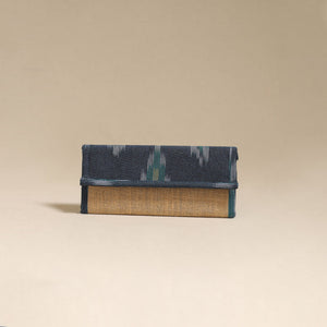 Blue - handcrafted ikat fabric jute clutch / wallet