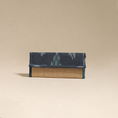 Blue - handcrafted ikat fabric jute clutch / wallet