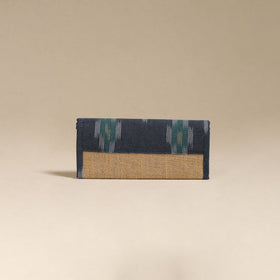 Blue - handcrafted ikat fabric jute clutch / wallet