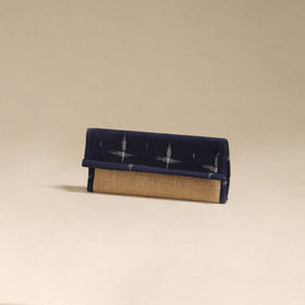 Blue - handcrafted ikat fabric jute clutch / wallet